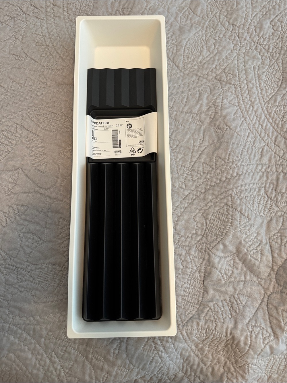 IKEA White Drawer Tray with Black Removable Utensil Insert